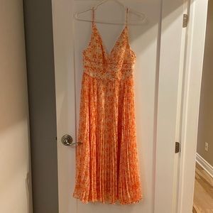 Coral flowery summer dress